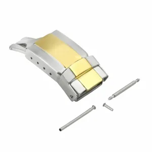 16 x 16MM BUCKLE CLASP FOR ROLEX DAYTONA WATCH LEATHER BAND WATCH STRAP TWO TONE