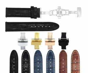 18-19-20-22-24MM LEATHER WATCH BAND STRAP FOR BULOVA WATCH DEPLOYMENT CLASP