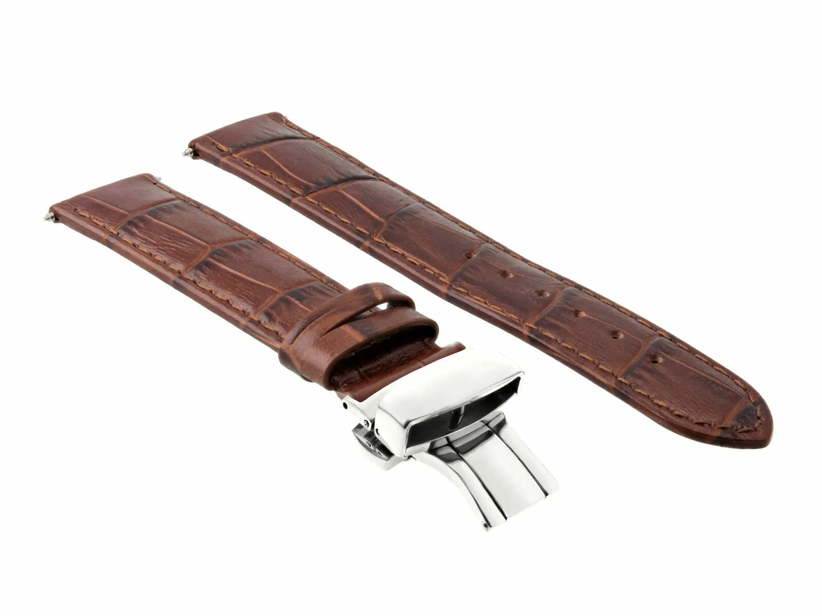 18MM LEATHER WATCH STRAP BAND DEPLOYMENT CLASP FOR TISSOT PRC200 T/Q L/BROWN