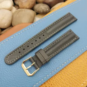 18mm Padded Ridge Leather Band-It Italy Contrast Stitch NOS Vintage Watch Band