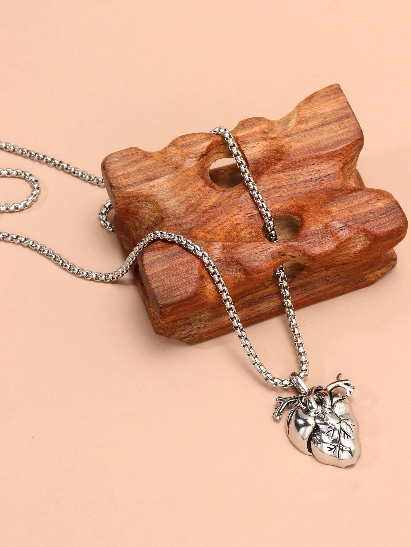 1pc Heart Organ Pendant Necklace Stainless Steel Jewelry for Men Jewelry for Men