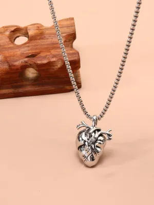 1pc Heart Organ Pendant Necklace Stainless Steel Jewelry for Men Jewelry for Men