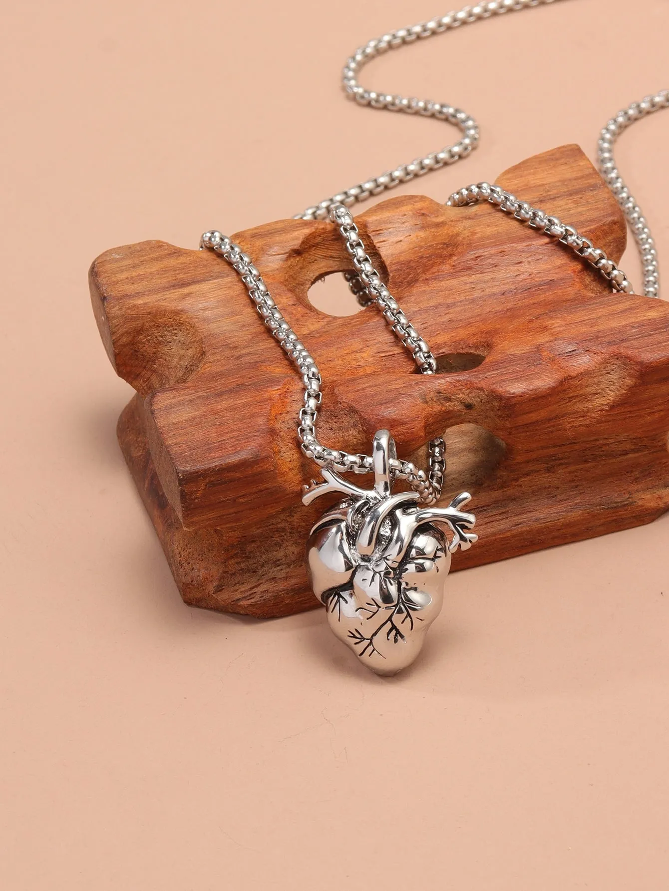 1pc Heart Organ Pendant Necklace Stainless Steel Jewelry for Men Jewelry for Men