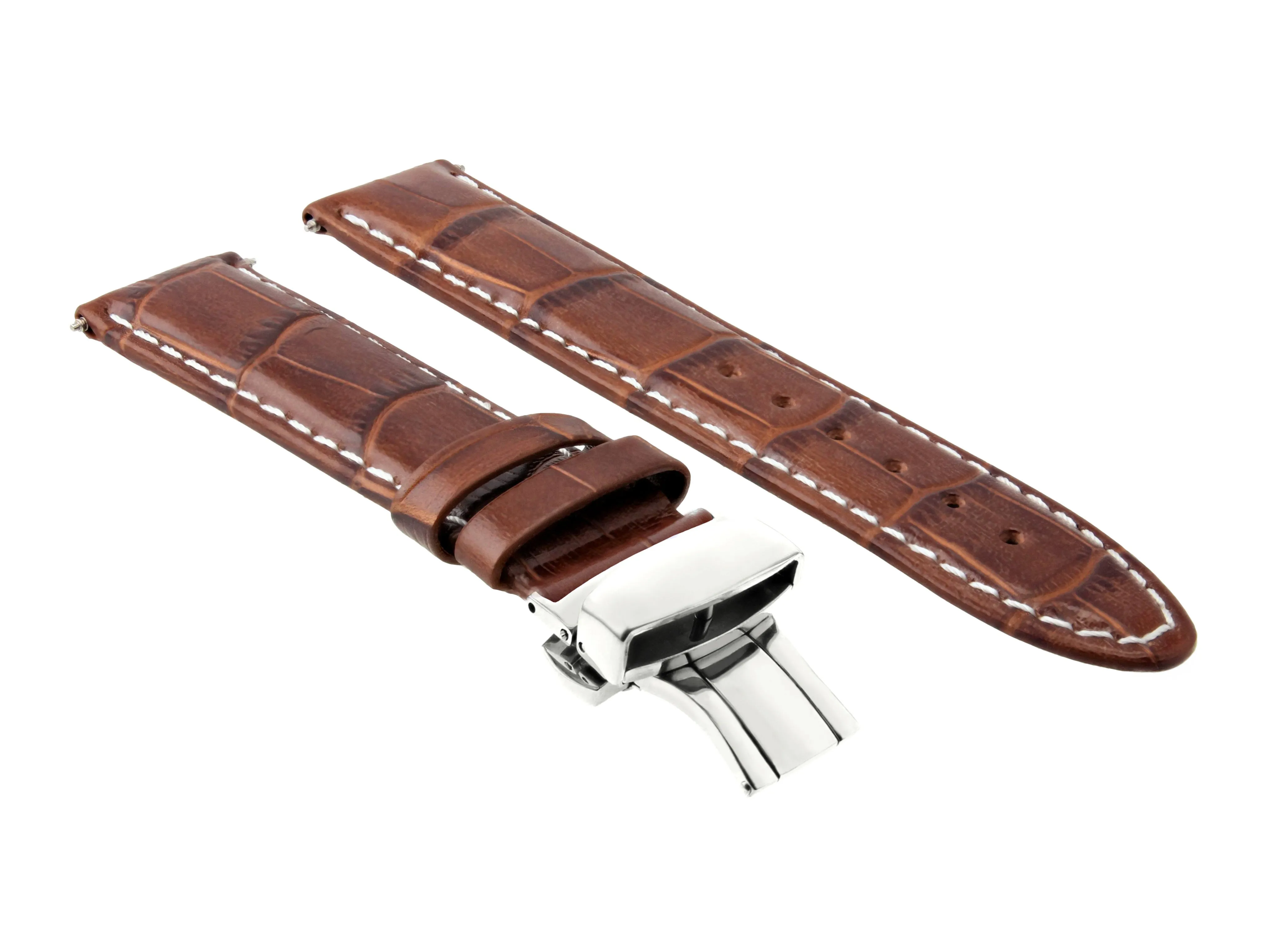 22MM LEATHER WATCH STRAP BAND DEPLOYMENT CLASP FOR TISSOT PRC200 L/BROWN WS