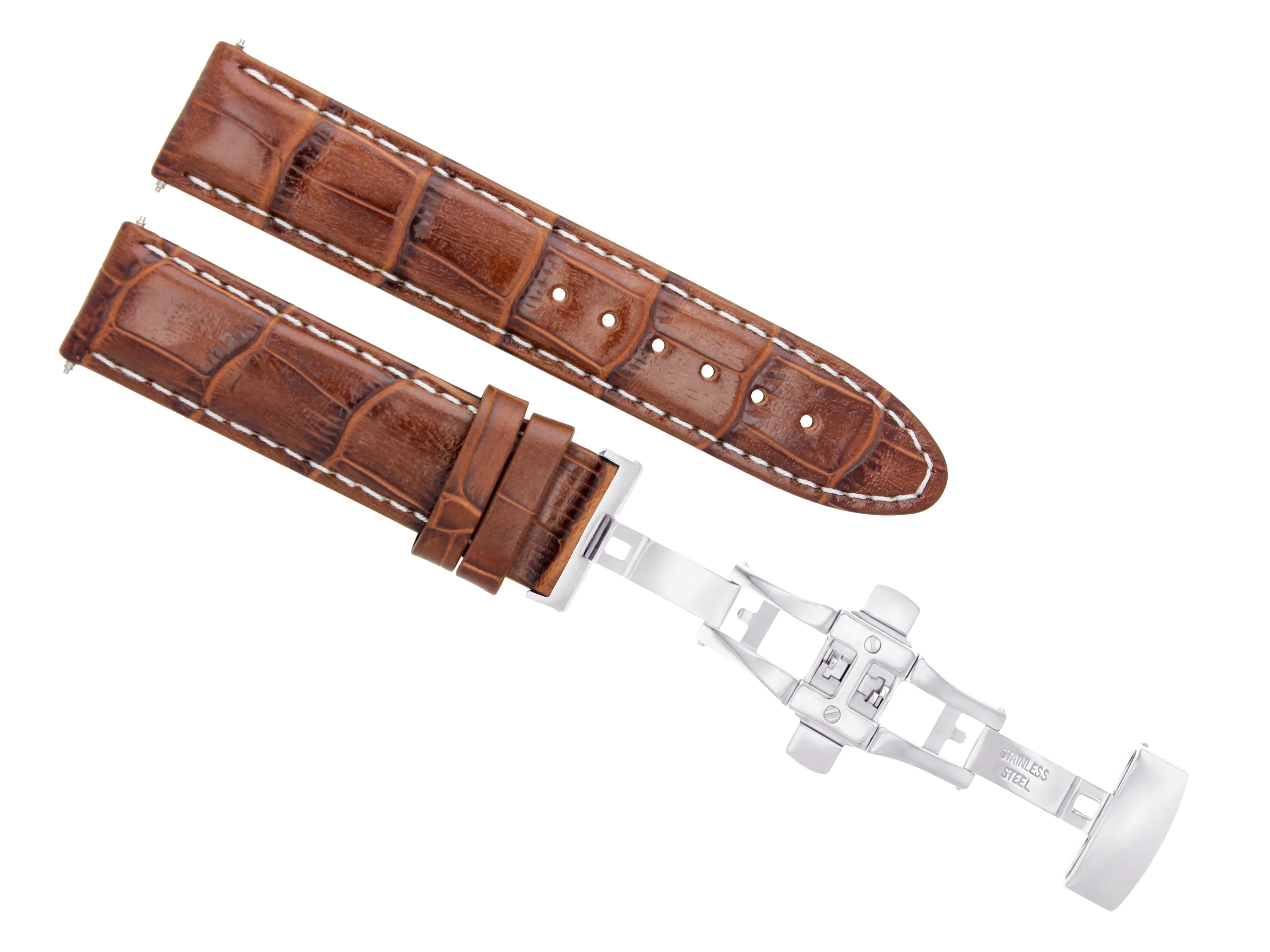 22MM LEATHER WATCH STRAP BAND DEPLOYMENT CLASP FOR TISSOT PRC200 L/BROWN WS