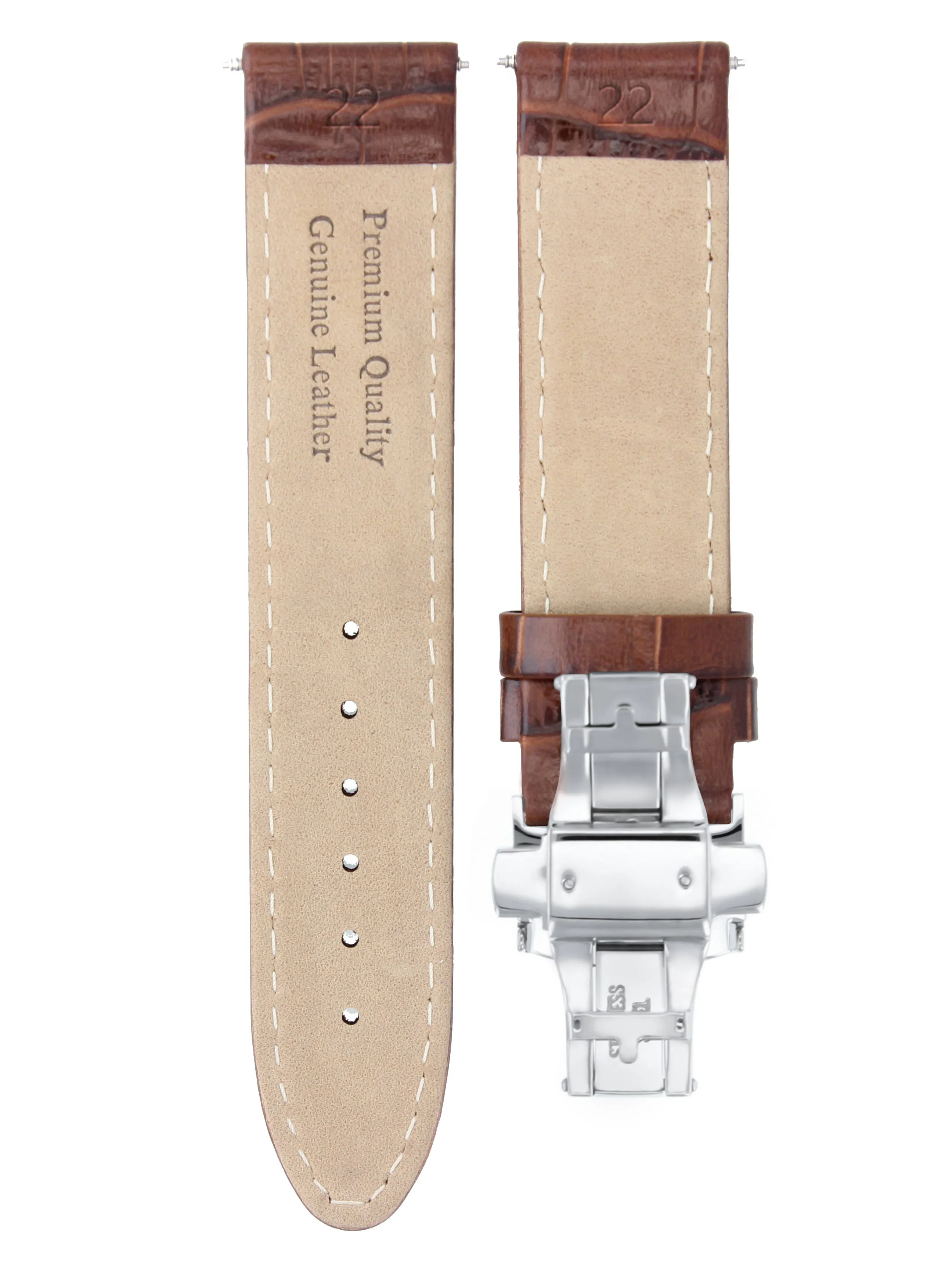 22MM LEATHER WATCH STRAP BAND FOR MONTBLANC TIMEWALKER CHRONO UTV L/BROWN WS