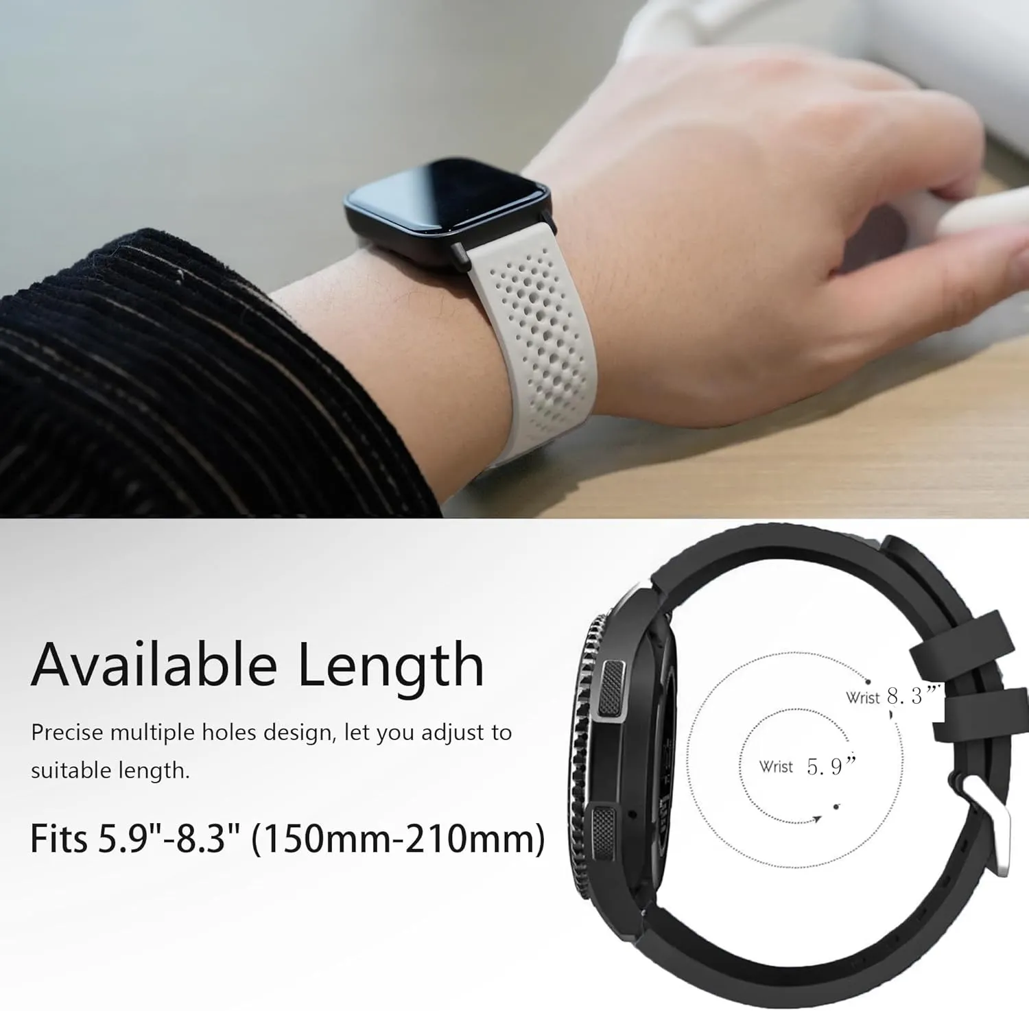 22mm Sport Desgined Silicone band with Metal Buckl Compatible with LIGE FV12 /TOOBUR Smart Watch IDW20/ REDROMAN Smart Watch