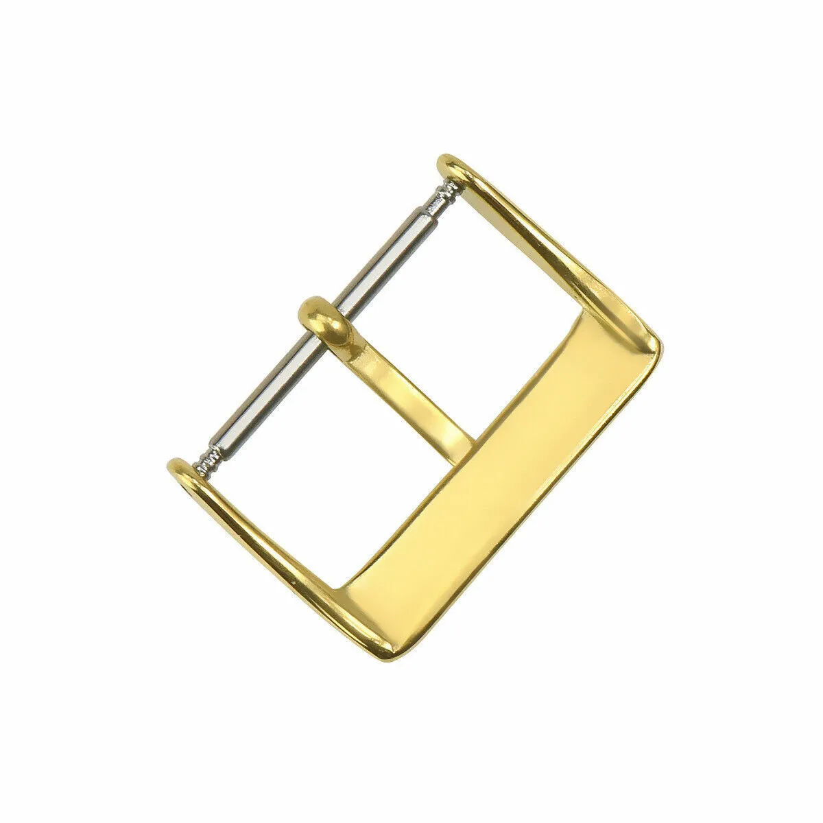 22MM WATCH BUCKLE CLASP PIN STYLE FOR LEATHER RUBBER WATCH BAND STRAP SHINY GOLD
