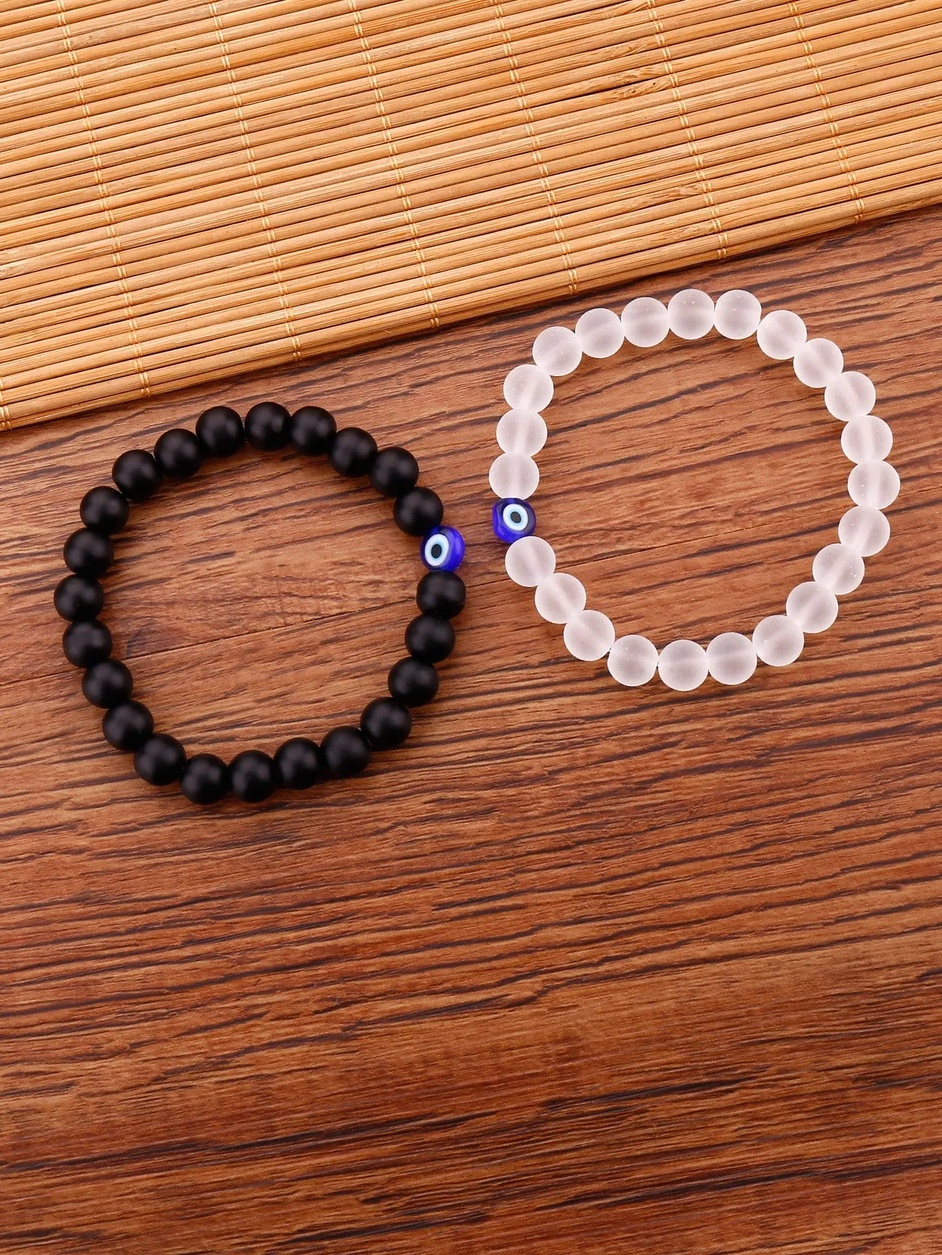 2pcs Evil Eye Decor Beaded Bracelet Women Bracelet Stackable Bracelet Crafted