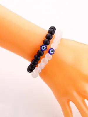 2pcs Evil Eye Decor Beaded Bracelet Women Bracelet Stackable Bracelet Crafted