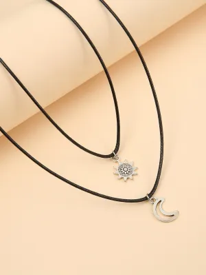 2pcs Sun & Moon Pendant Necklace for Women Jewelry for Women Gift for Her