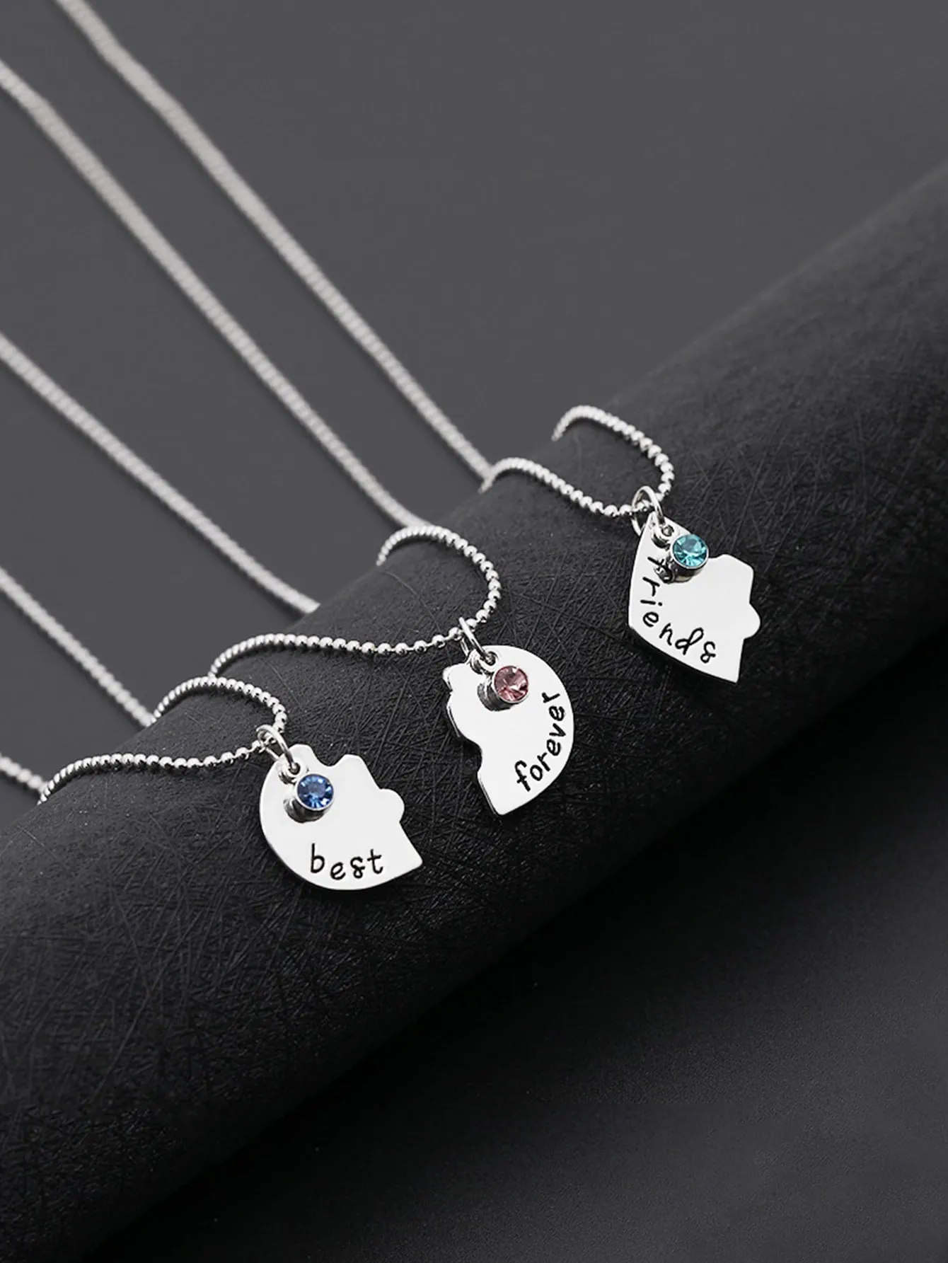 3pcs Best Friends Fovever Heart Pendant Necklace Gifts for Best Friend Friends