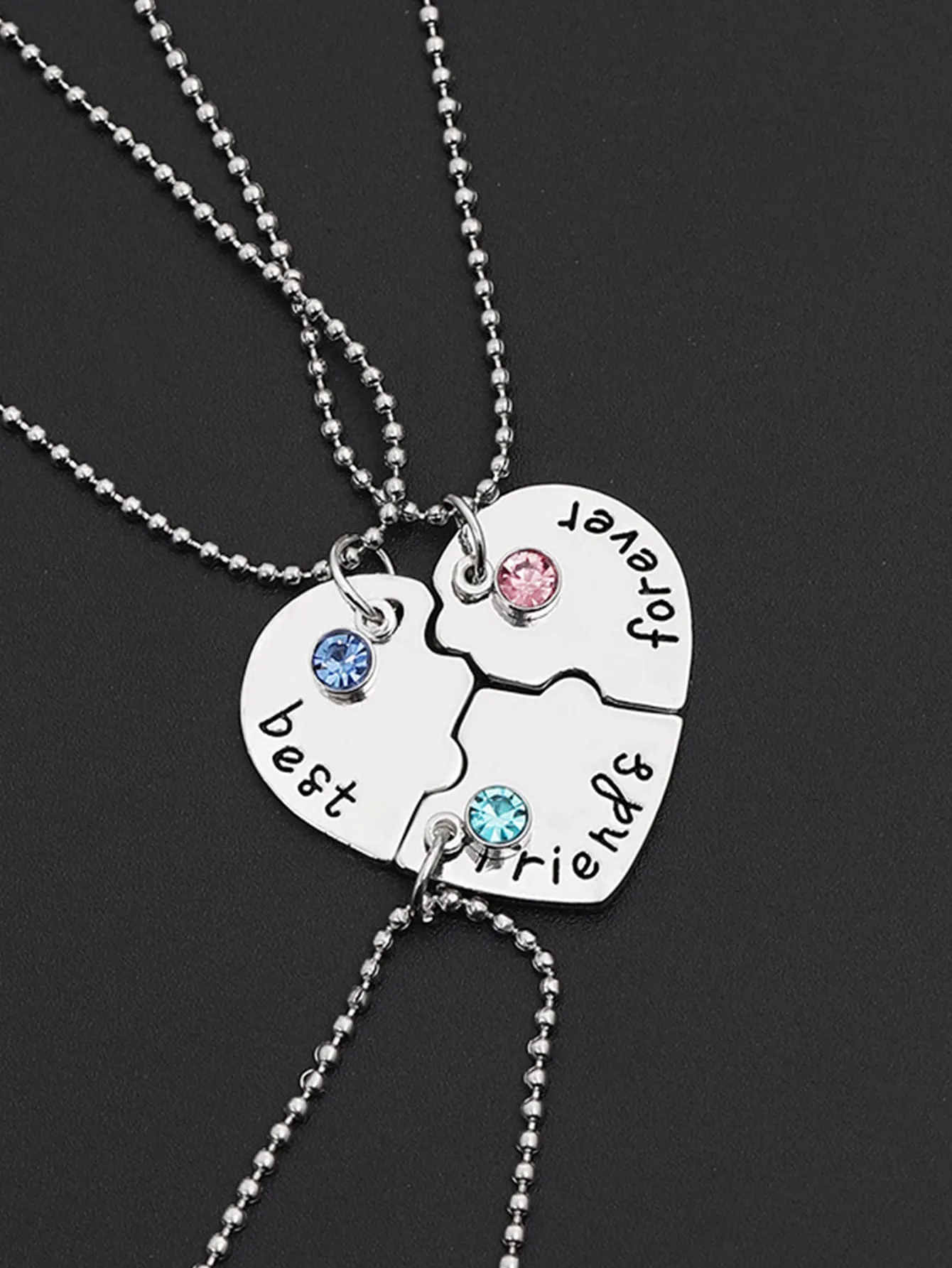 3pcs Best Friends Fovever Heart Pendant Necklace Gifts for Best Friend Friends