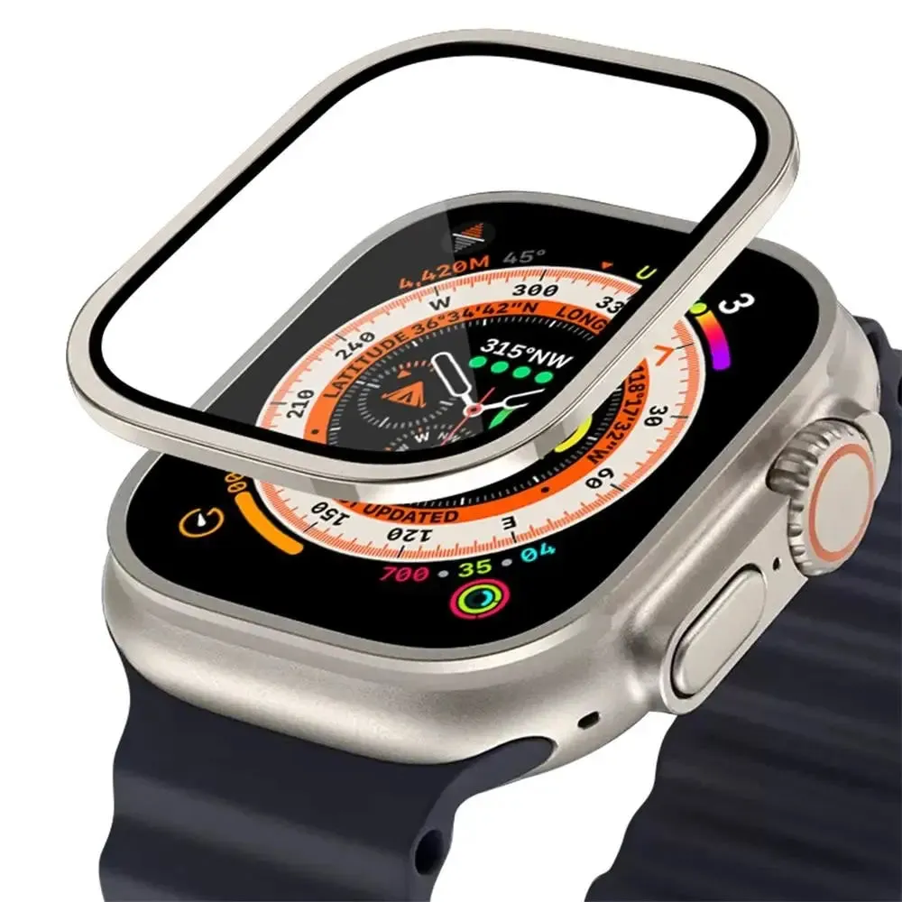 49mm Anti-scratch Hd Metal Bumper tempered Glass for Apple Iwatch