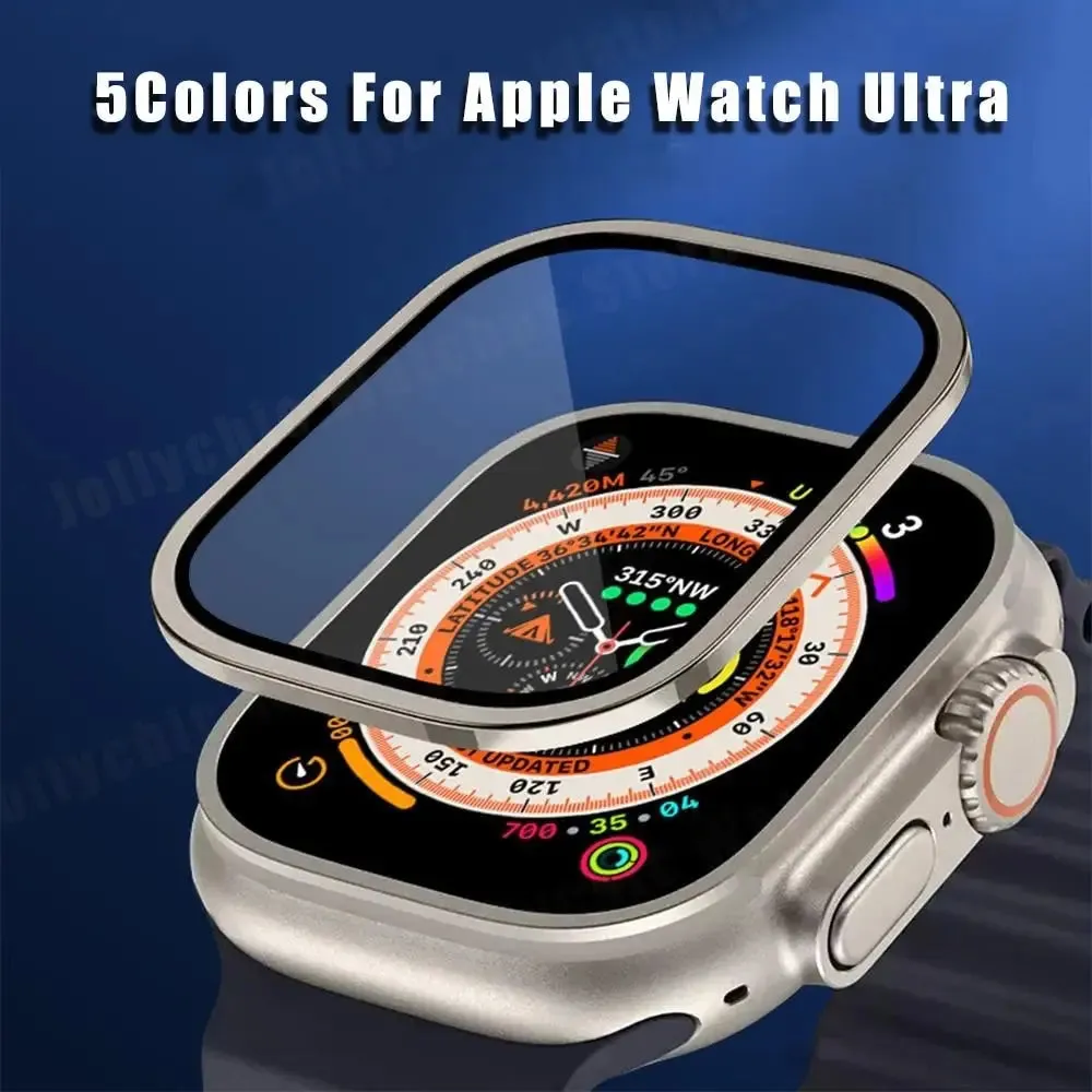 49mm Anti-scratch Hd Metal Bumper tempered Glass for Apple Iwatch