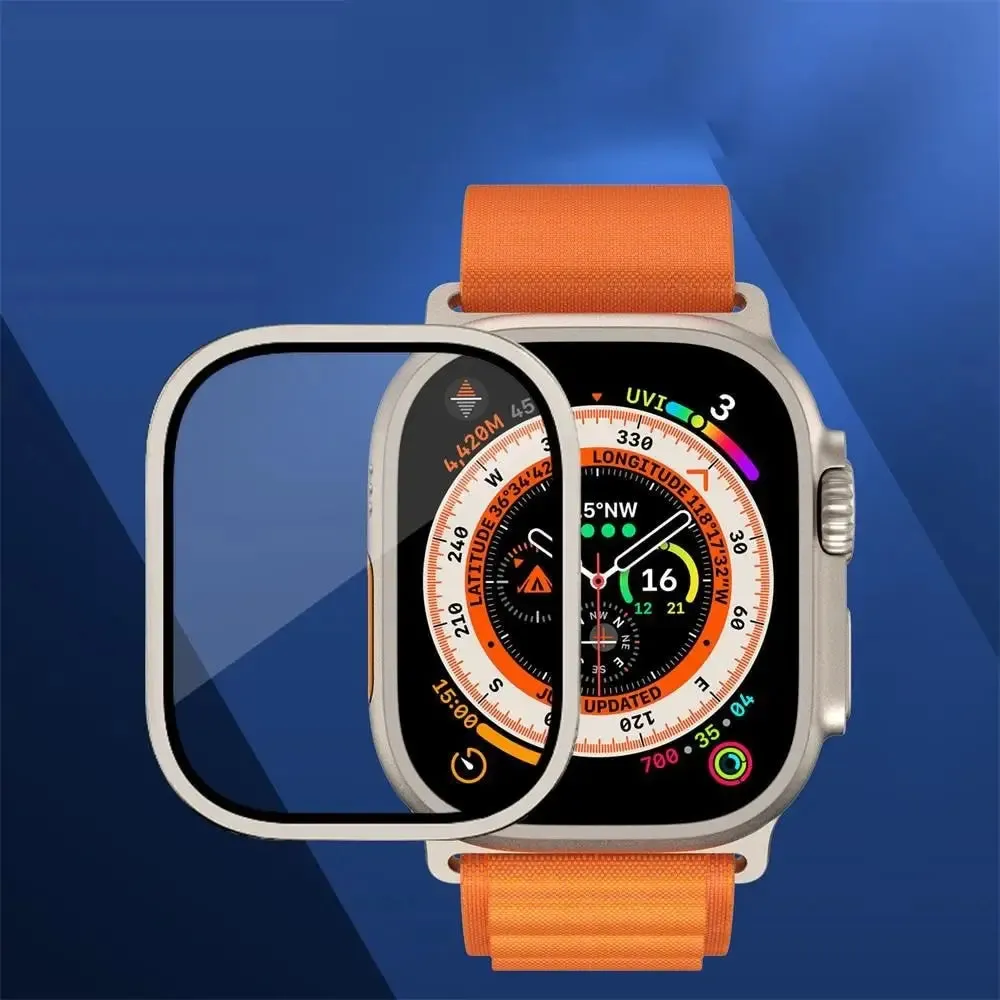 49mm Anti-scratch Hd Metal Bumper tempered Glass for Apple Iwatch