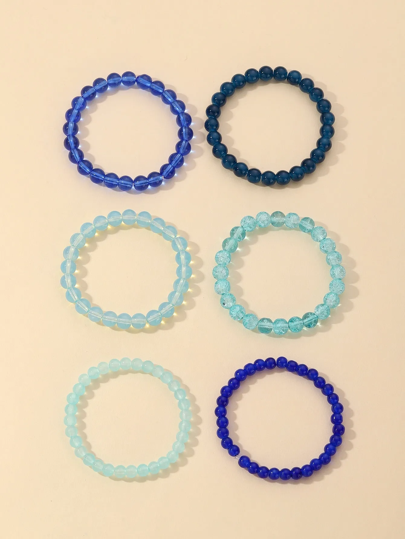 6pcs Blue Set Beaded Bracelet Women Bracelet Stackable Bracelet Crafted Jewelry