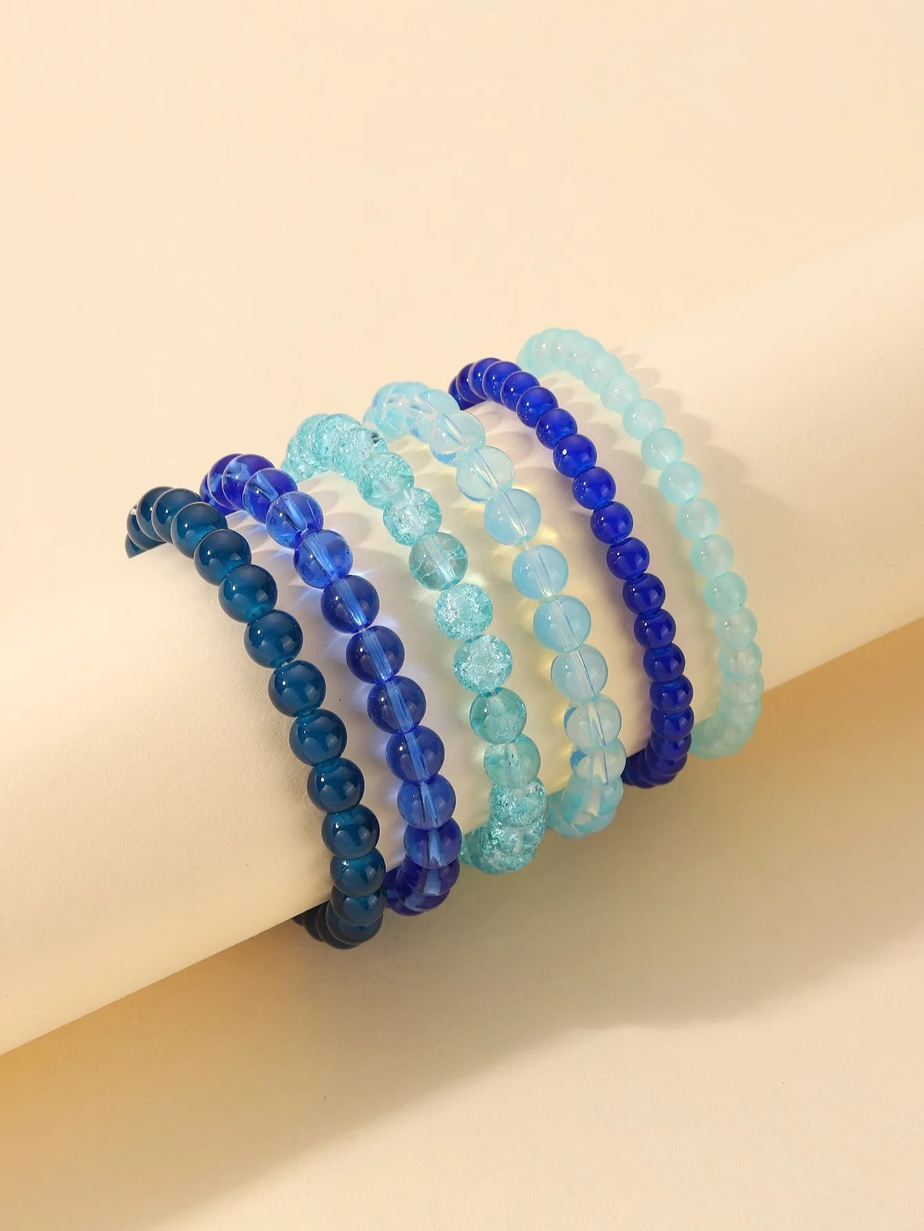 6pcs Blue Set Beaded Bracelet Women Bracelet Stackable Bracelet Crafted Jewelry