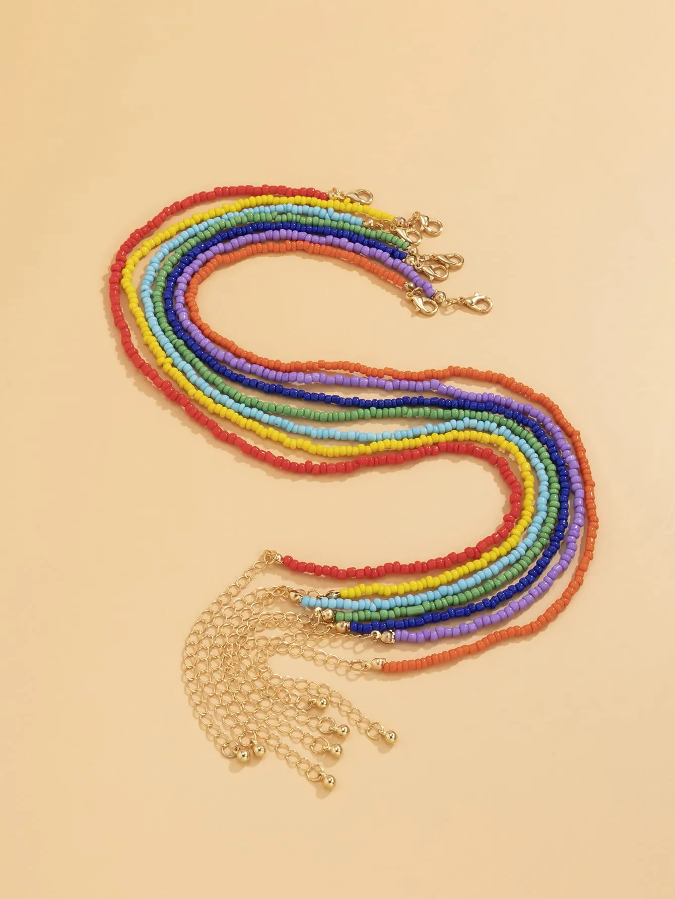 7pcs Colorful Beaded Necklace Set for Women Girls Accessories Jewelry Gifts Gift