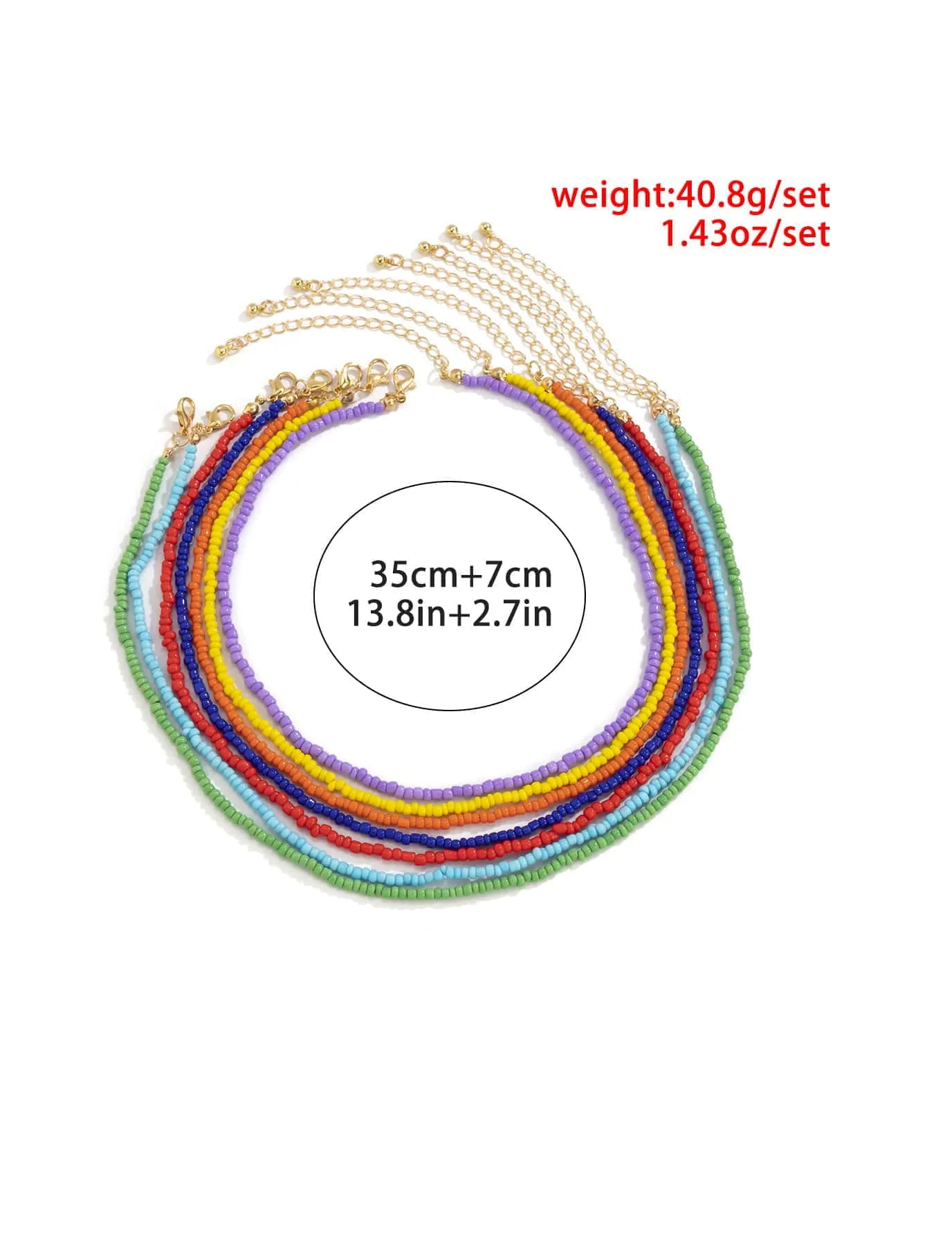 7pcs Colorful Beaded Necklace Set for Women Girls Accessories Jewelry Gifts Gift
