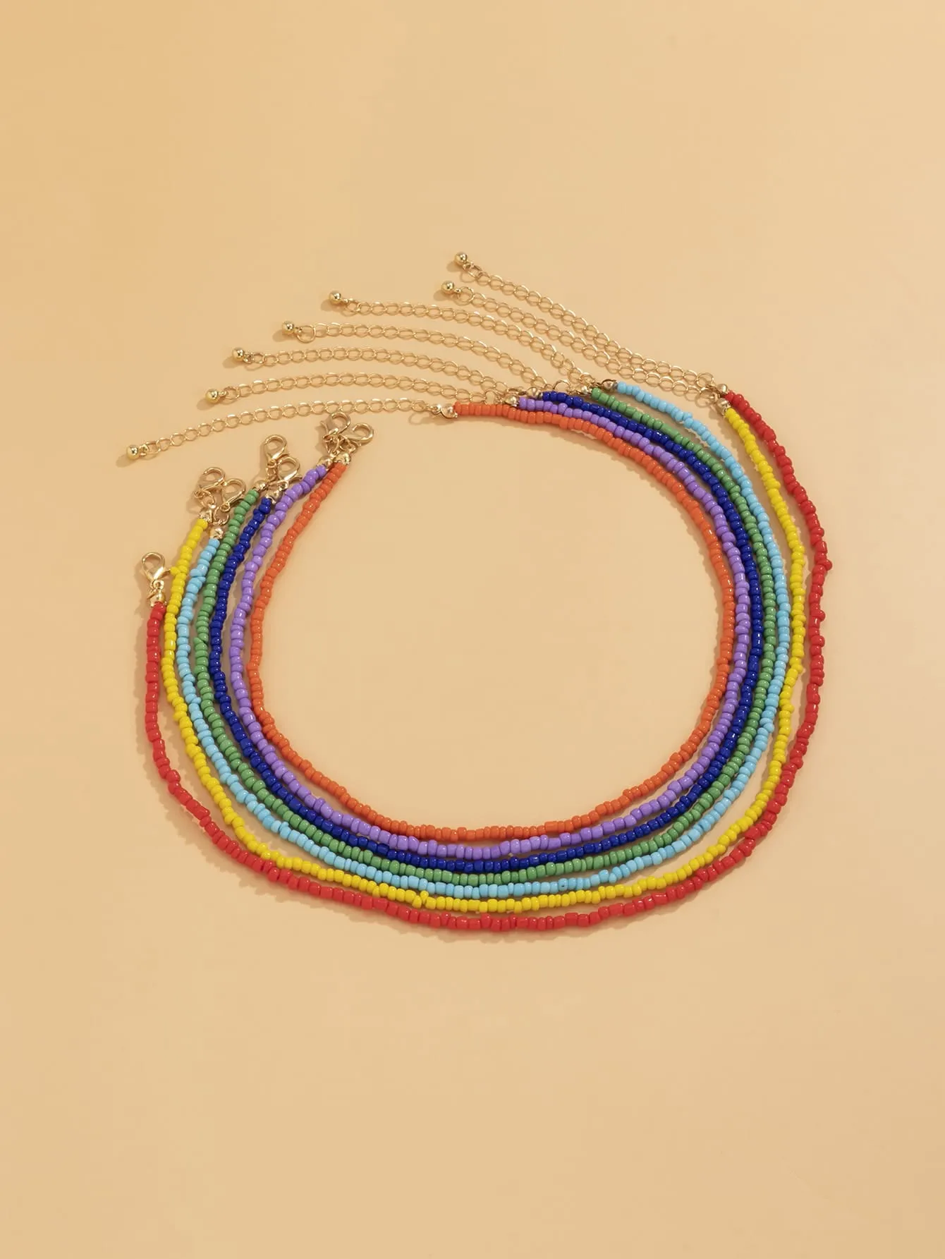 7pcs Colorful Beaded Necklace Set for Women Girls Accessories Jewelry Gifts Gift