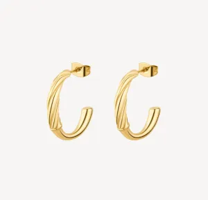 Amy Gold Stainless Steel Twist Huggie Hoop Earrings by Brosway