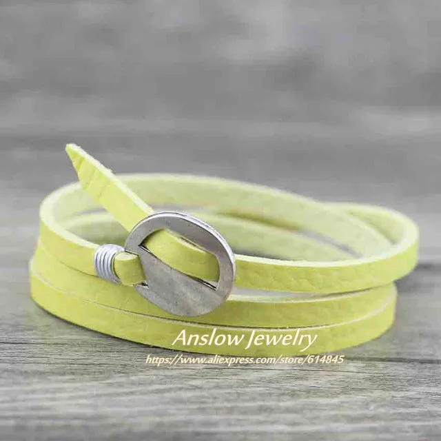 Anslow Punk Rock Cheap Unisex 3 Layers 65cm Vintage Handmade DIY Charm Wrap Leather Bracelet For Women Men Gift LOW0231LB