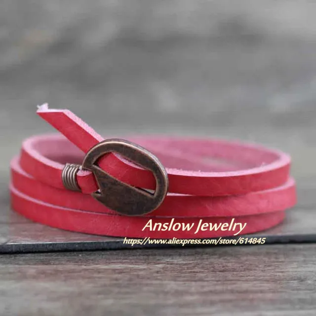 Anslow Punk Rock Cheap Unisex 3 Layers 65cm Vintage Handmade DIY Charm Wrap Leather Bracelet For Women Men Gift LOW0231LB