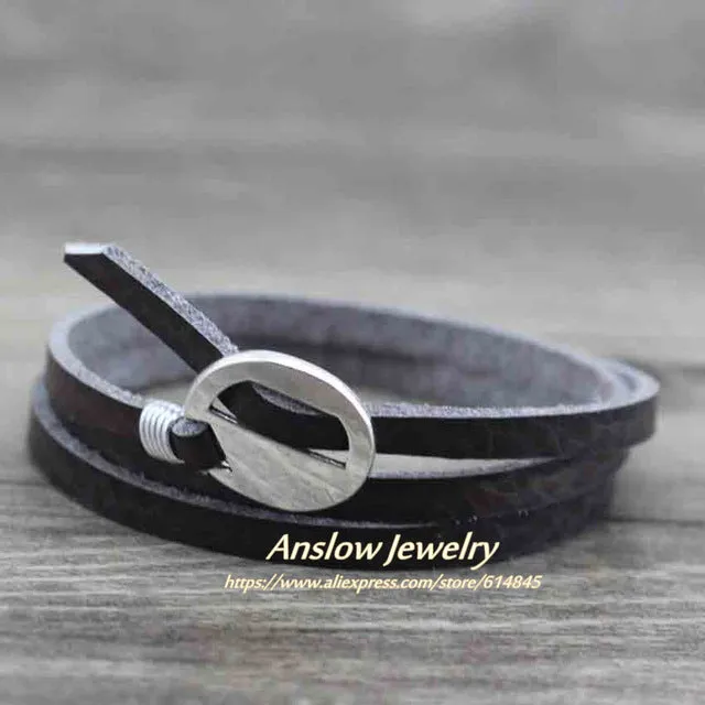 Anslow Punk Rock Cheap Unisex 3 Layers 65cm Vintage Handmade DIY Charm Wrap Leather Bracelet For Women Men Gift LOW0231LB