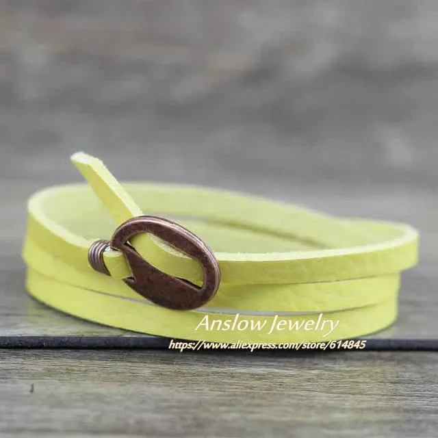 Anslow Punk Rock Cheap Unisex 3 Layers 65cm Vintage Handmade DIY Charm Wrap Leather Bracelet For Women Men Gift LOW0231LB