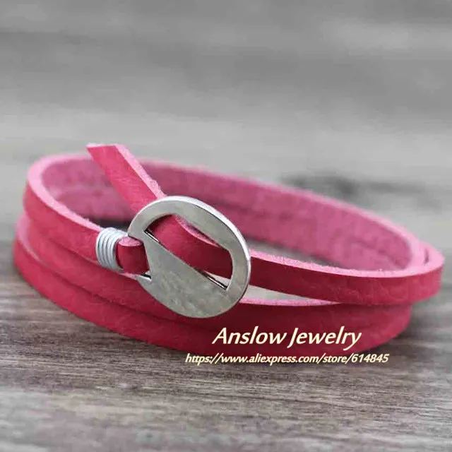 Anslow Punk Rock Cheap Unisex 3 Layers 65cm Vintage Handmade DIY Charm Wrap Leather Bracelet For Women Men Gift LOW0231LB