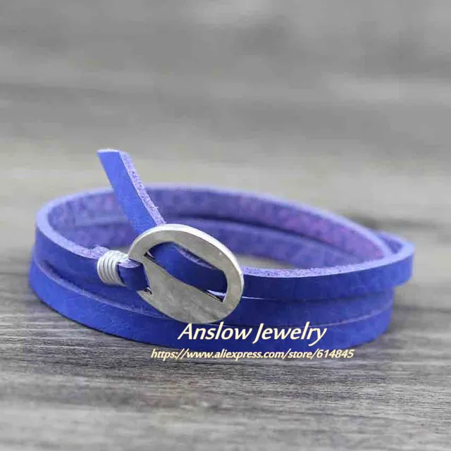 Anslow Punk Rock Cheap Unisex 3 Layers 65cm Vintage Handmade DIY Charm Wrap Leather Bracelet For Women Men Gift LOW0231LB