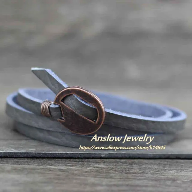 Anslow Punk Rock Cheap Unisex 3 Layers 65cm Vintage Handmade DIY Charm Wrap Leather Bracelet For Women Men Gift LOW0231LB