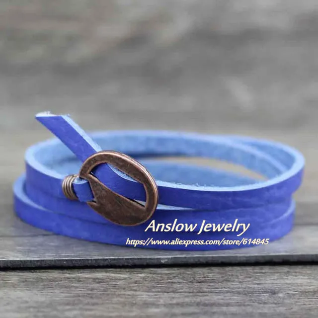 Anslow Punk Rock Cheap Unisex 3 Layers 65cm Vintage Handmade DIY Charm Wrap Leather Bracelet For Women Men Gift LOW0231LB
