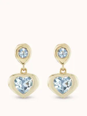 Aquamarine Gemma heart dangles