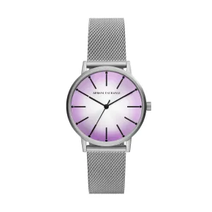 Armani Exchange Silver and Purple Women's Watch AX5582