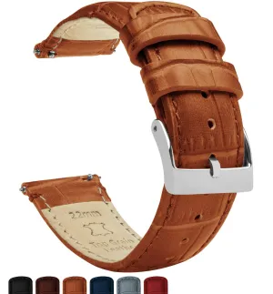 Barton Alligator Grain - Quick Release Leather Watch Bands - Choose Colour & Width - 16mm, 18mm, 20mm, 22mm, or 24mm 23mm Toffee Brown