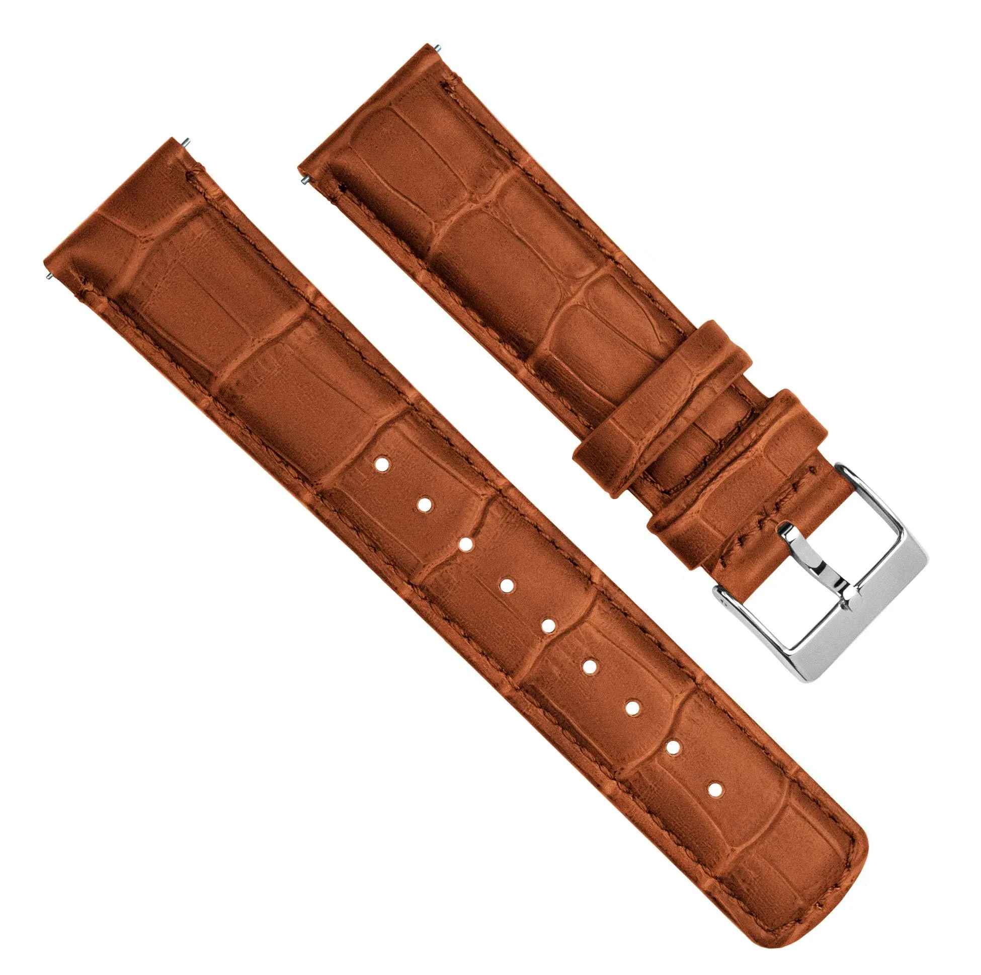 Barton Alligator Grain - Quick Release Leather Watch Bands - Choose Colour & Width - 16mm, 18mm, 20mm, 22mm, or 24mm 23mm Toffee Brown