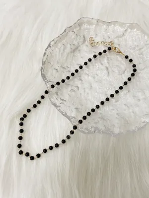 Black Round Beads Decor Necklace for Women Girls Accessories Jewelry Gifts Gift