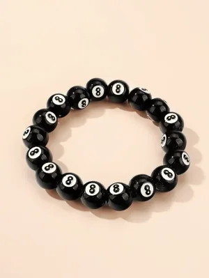 Bowling Ball Number Design Beaded Bracelet for Women Men Stretchy Stackable