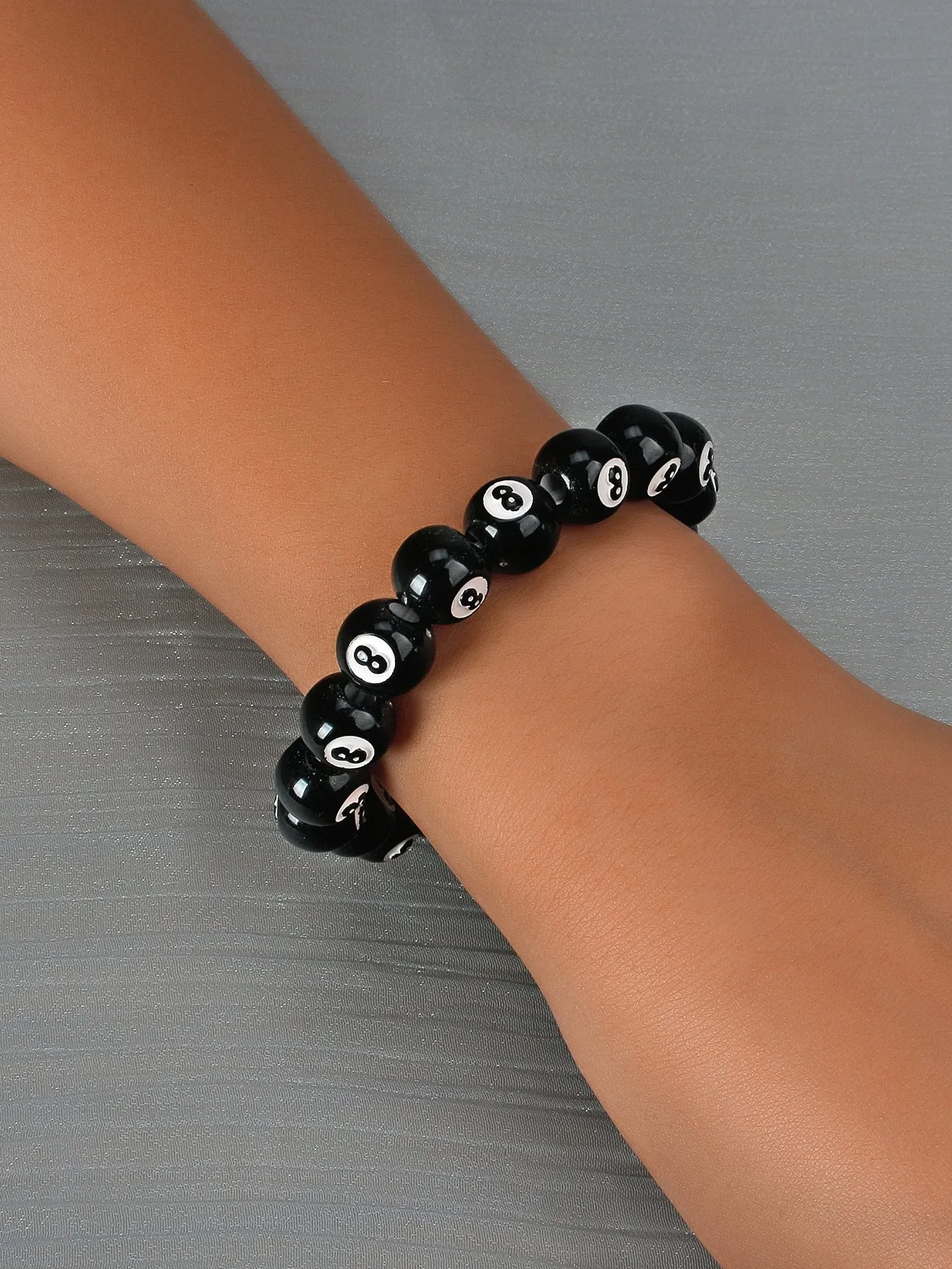 Bowling Ball Number Design Beaded Bracelet for Women Men Stretchy Stackable