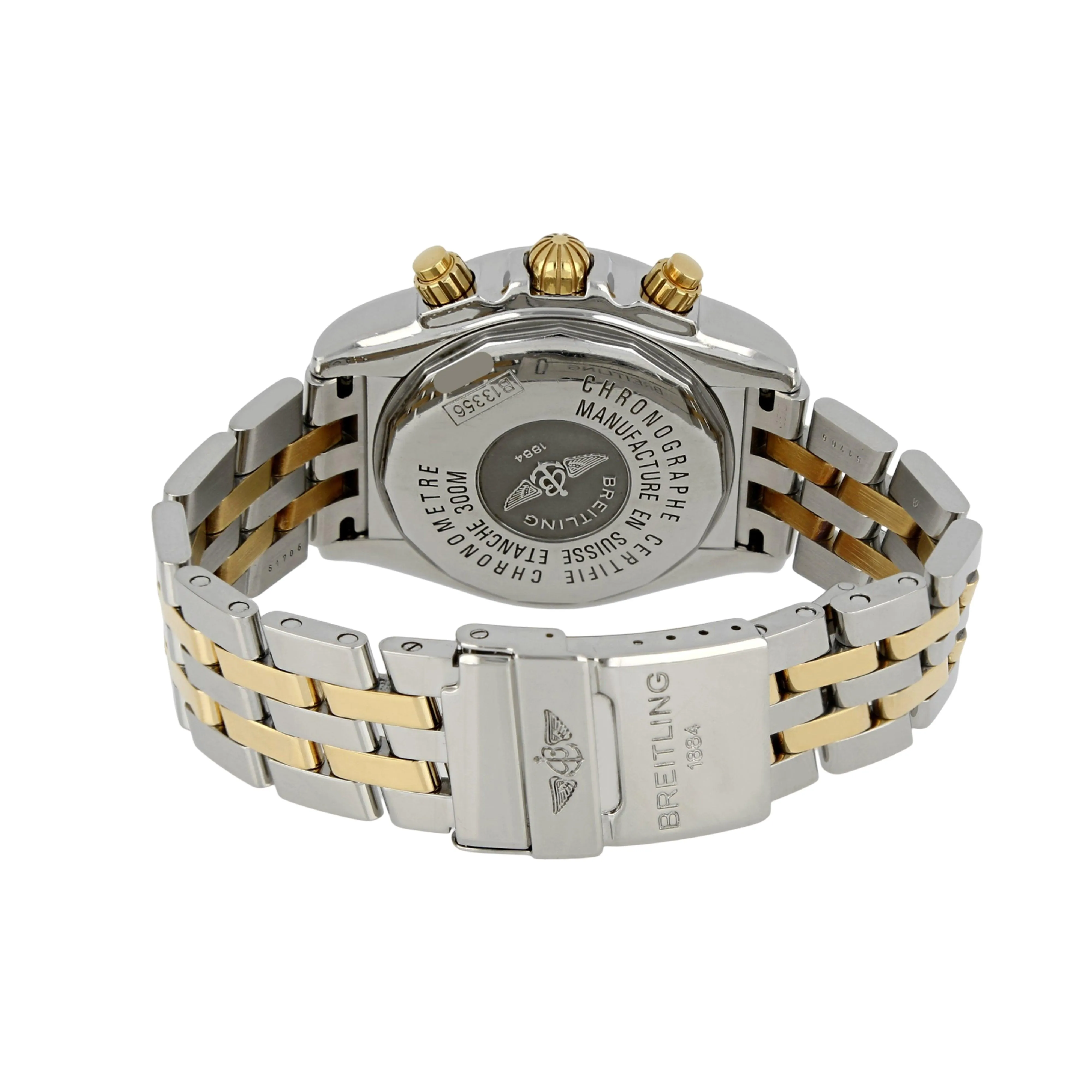 Breitling Chronomat Evolution 44mm B13356 Blue Numeral Dial and Yellow Gold Subdials, Worn