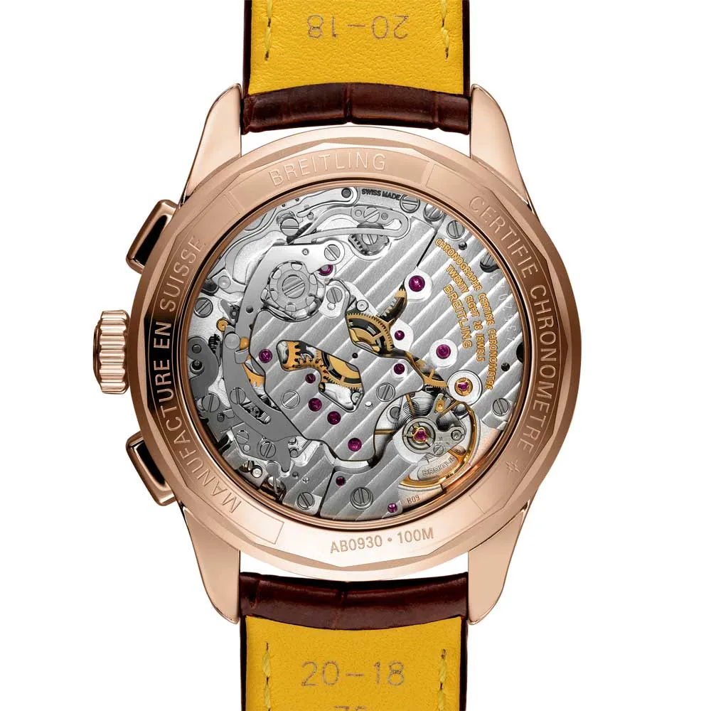 Breitling Premier B09 Chronograph 40mm Cream Dial 18ct Rose Gold Manual Wound Gents Watch RB0930371G1P1