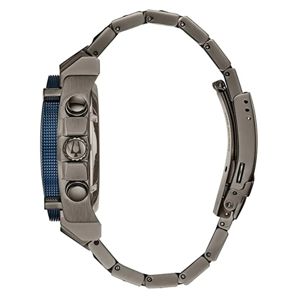 Bulova Chronograph Mens Grey Stainless Steel Bracelet Band Grey Quartz Dial Watch - 98B343