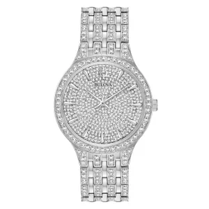Bulova Mens Silver Stainless Steel Band Silver Quartz Dial Watch -  96A226