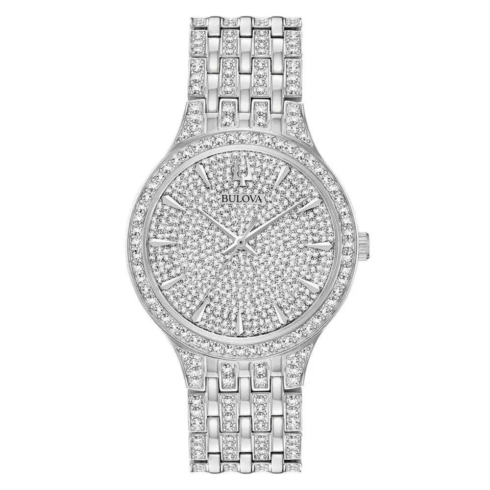 Bulova Mens Silver Stainless Steel Band Silver Quartz Dial Watch -  96A226