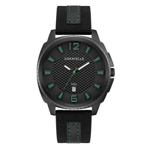 Caravelle Dress Mens Black Nylon Band Black Quartz Dial Watch - 45B155