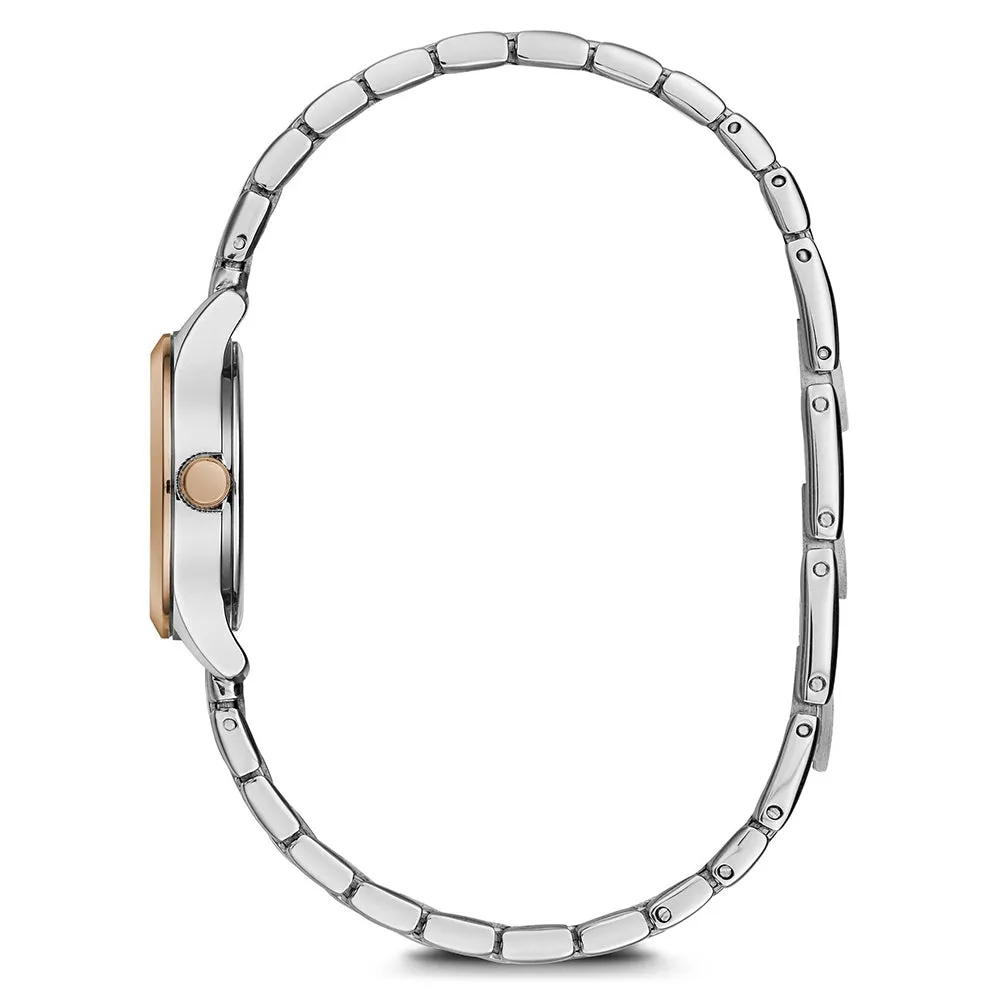 Caravelle Womens Silver-Tone Stainless Steel Bracelet Band Silver Quartz Dial Watch - 45L175