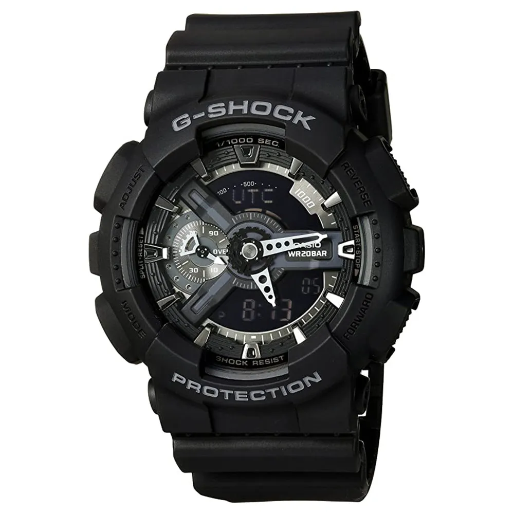 Casio Men's Black Dial Resin Band G-Shock Analog and Digital Quartz Watch - GA-110-1BCR