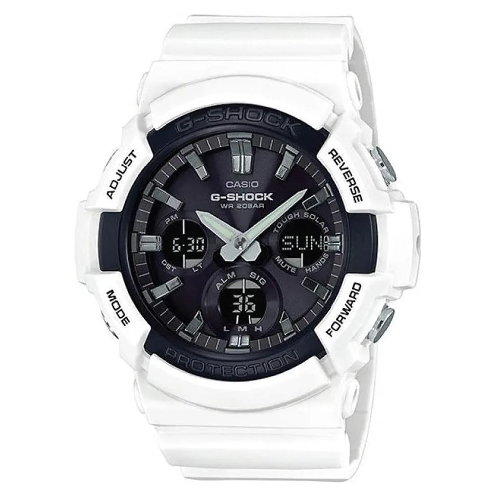 Casio Men's G-Shock White Resin Band Black Dial Analog-Digital Quartz Sports Watch - GAS-100B-7A